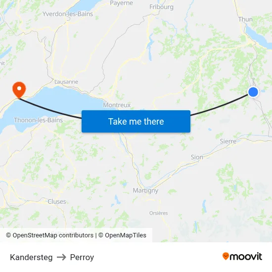 Kandersteg to Perroy map