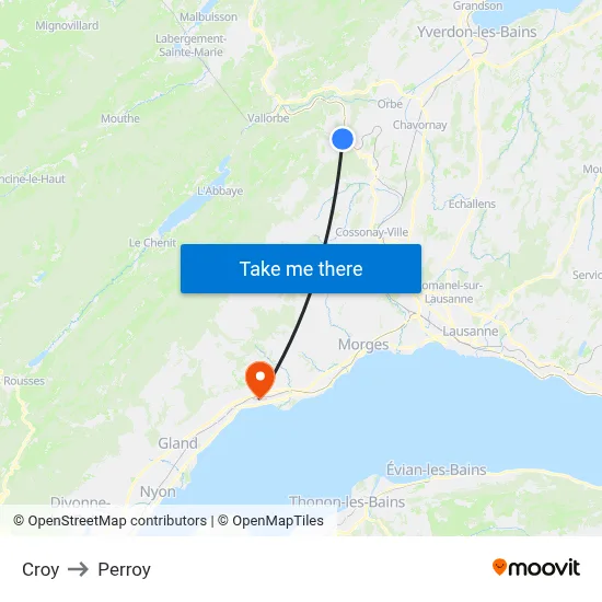Croy to Perroy map