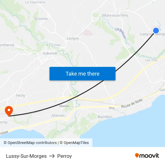Lussy-Sur-Morges to Perroy map