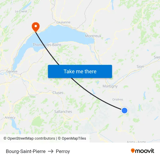 Bourg-Saint-Pierre to Perroy map