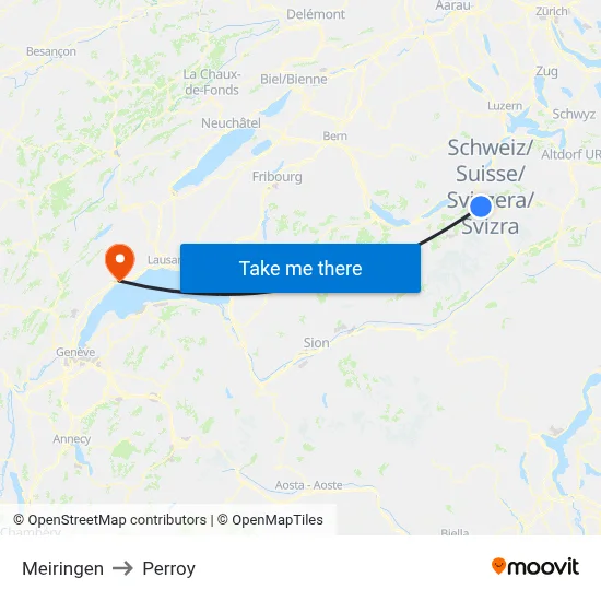 Meiringen to Perroy map