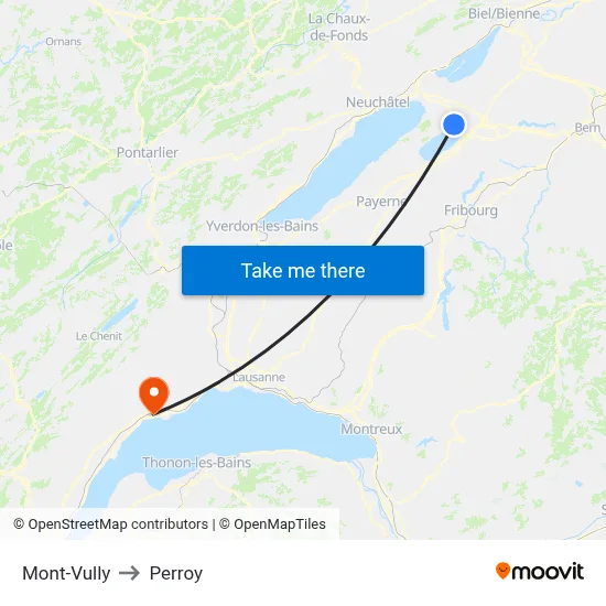 Mont-Vully to Perroy map
