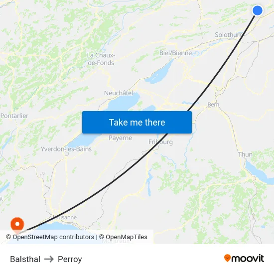 Balsthal to Perroy map