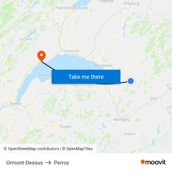 Ormont-Dessus to Perroy map
