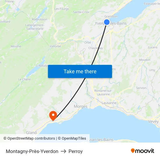 Montagny-Près-Yverdon to Perroy map