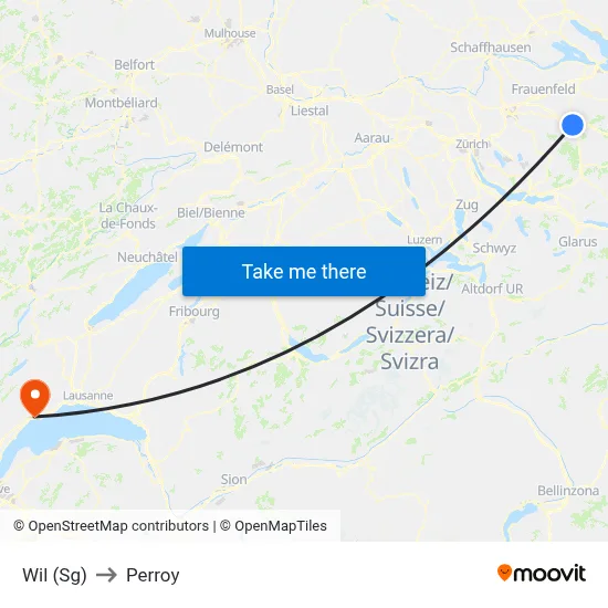 Wil (Sg) to Perroy map