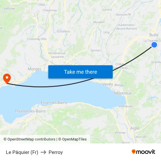 Le Pâquier (Fr) to Perroy map