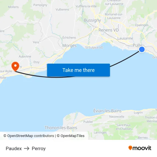Paudex to Perroy map