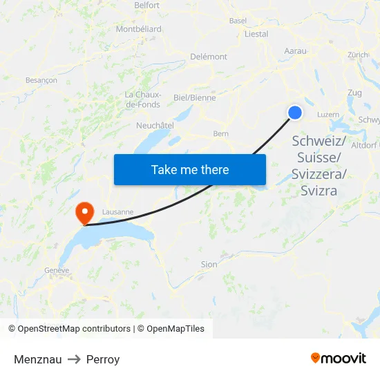 Menznau to Perroy map