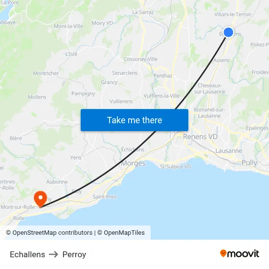 Echallens to Perroy map