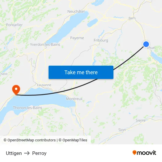 Uttigen to Perroy map