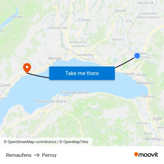 Remaufens to Perroy map
