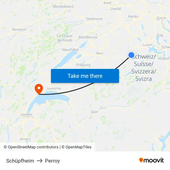 Schüpfheim to Perroy map