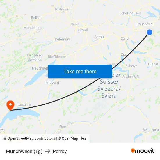 Münchwilen (Tg) to Perroy map