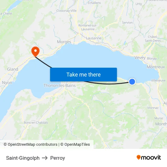 Saint-Gingolph to Perroy map