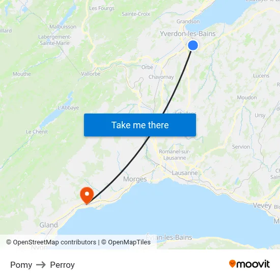 Pomy to Perroy map