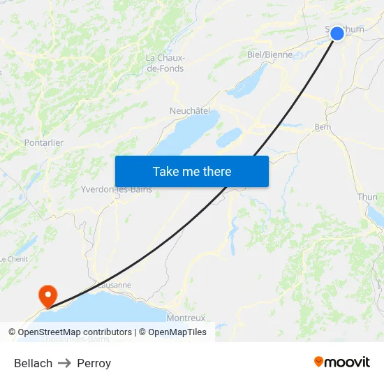Bellach to Perroy map