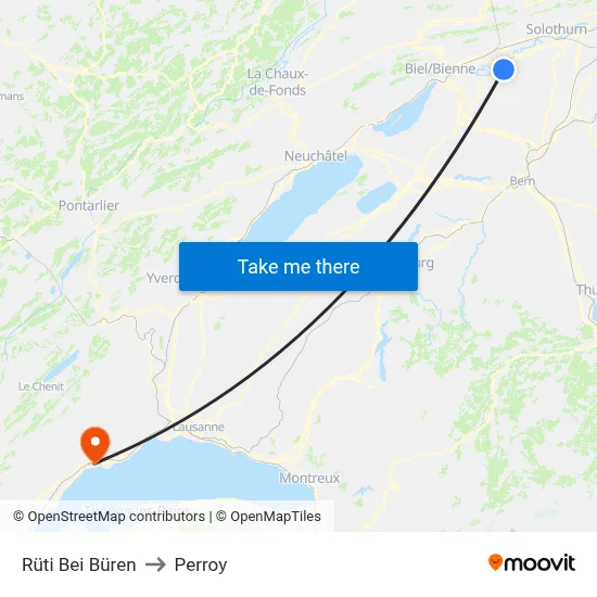 Rüti Bei Büren to Perroy map