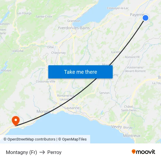 Montagny (Fr) to Perroy map