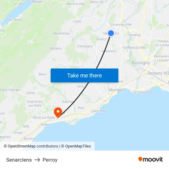 Senarclens to Perroy map