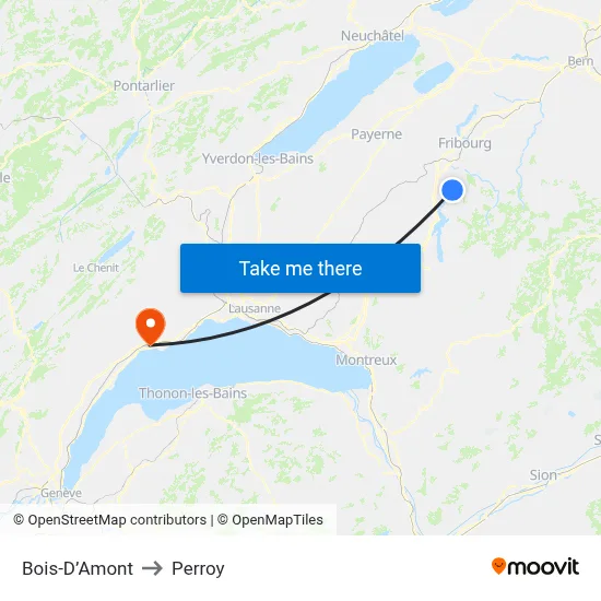 Bois-D’Amont to Perroy map