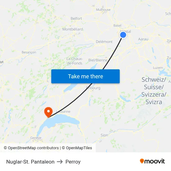 Nuglar-St. Pantaleon to Perroy map