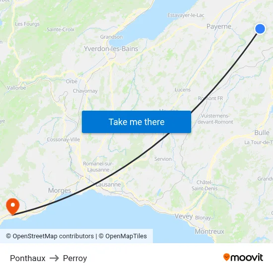 Ponthaux to Perroy map
