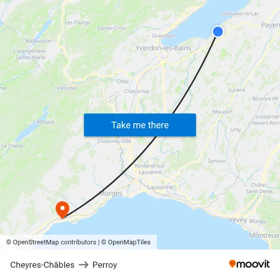 Cheyres-Châbles to Perroy map