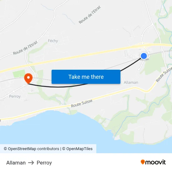 Allaman to Perroy map