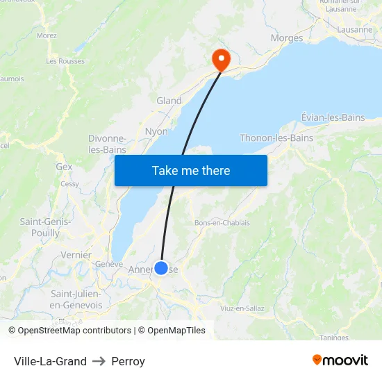 Ville-La-Grand to Perroy map