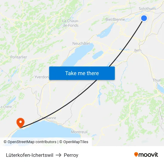 Lüterkofen-Ichertswil to Perroy map