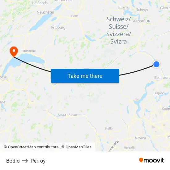Bodio to Perroy map