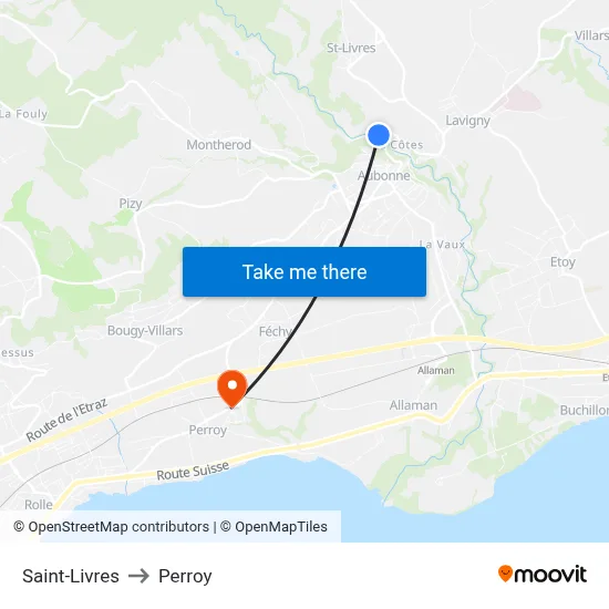 Saint-Livres to Perroy map