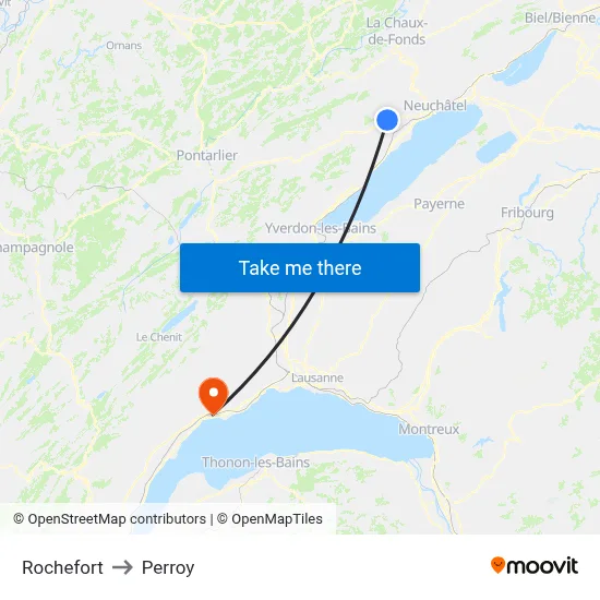 Rochefort to Perroy map