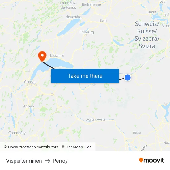 Visperterminen to Perroy map