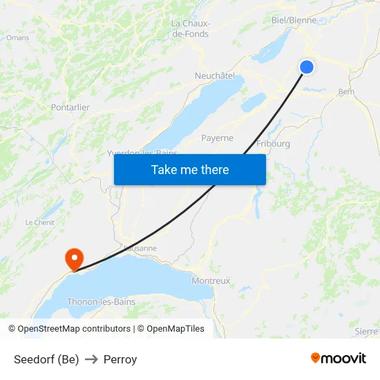 Seedorf (Be) to Perroy map