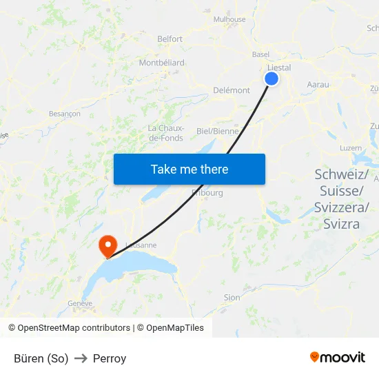 Büren (So) to Perroy map