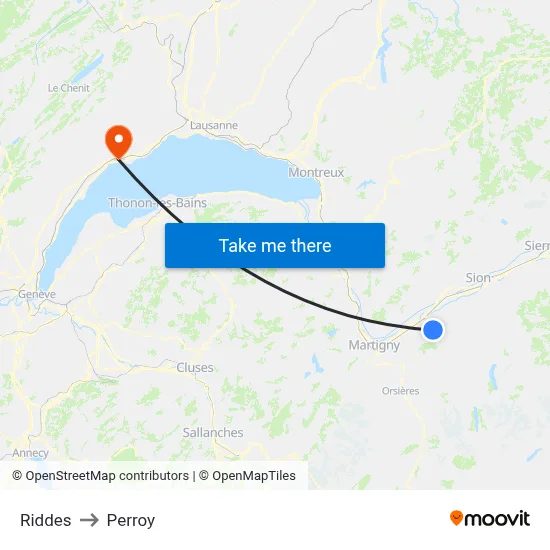 Riddes to Perroy map