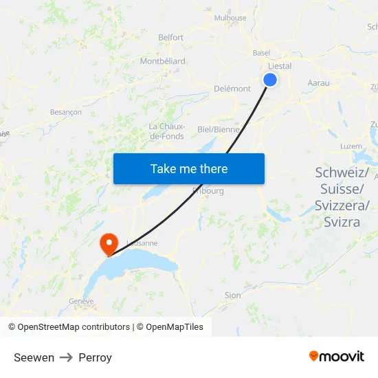Seewen to Perroy map