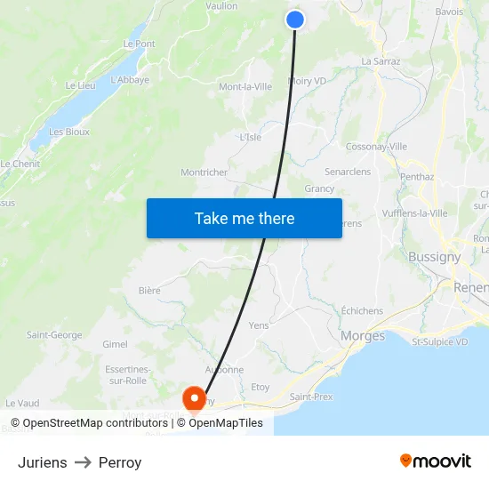 Juriens to Perroy map