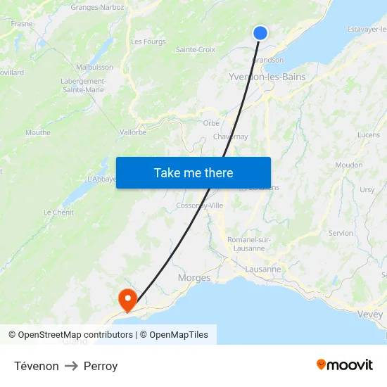Tévenon to Perroy map