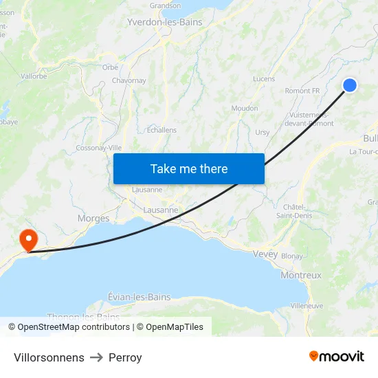 Villorsonnens to Perroy map