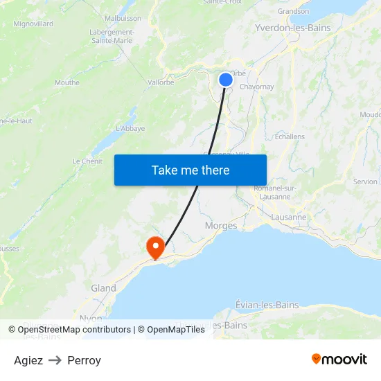 Agiez to Perroy map