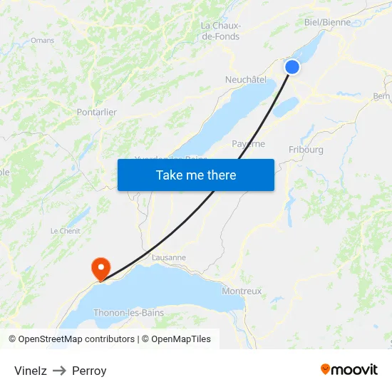 Vinelz to Perroy map