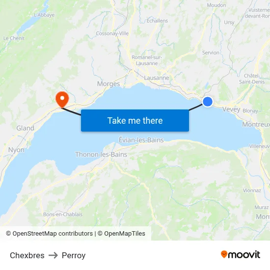 Chexbres to Perroy map