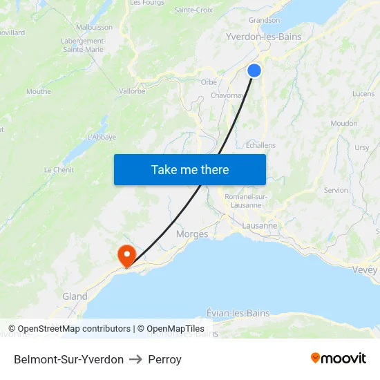 Belmont-Sur-Yverdon to Perroy map