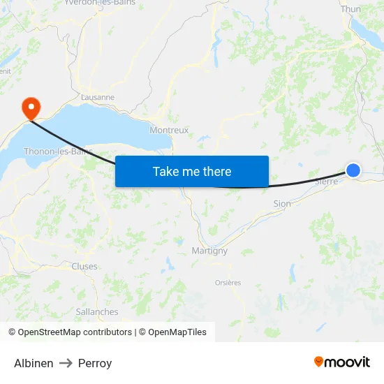 Albinen to Perroy map