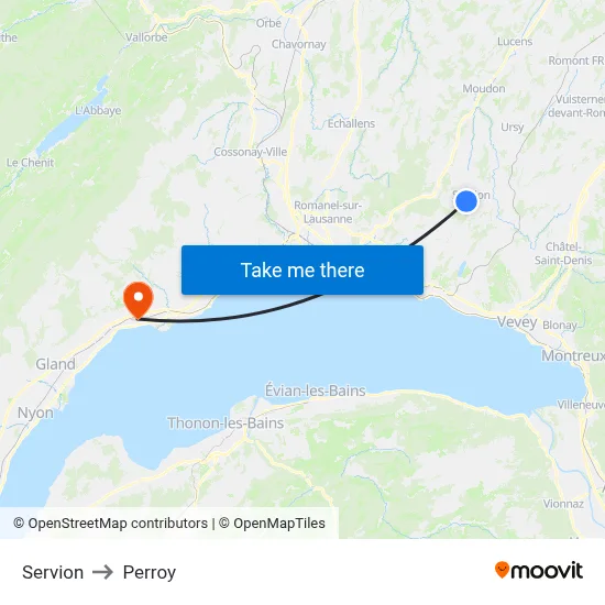 Servion to Perroy map