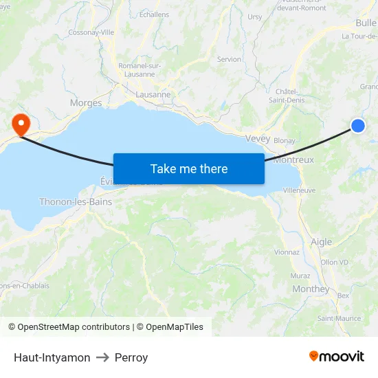 Haut-Intyamon to Perroy map