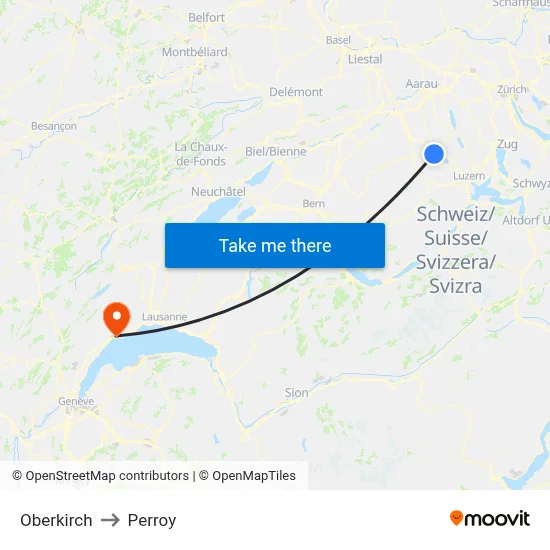 Oberkirch to Perroy map